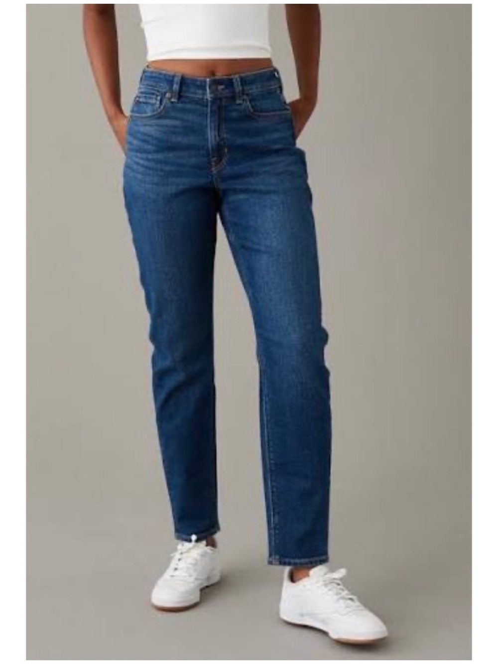 American Eagle Women’s Sz 8 High Rise Jeans Mom Ankle Stretch Denim